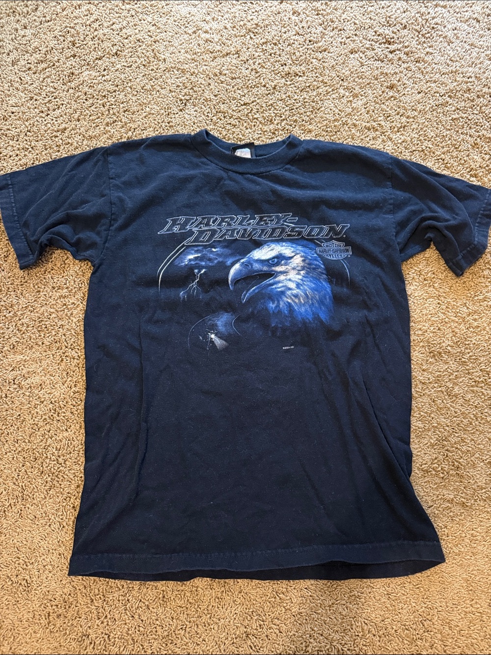 Harley-Davidson Black Tee with Blue Eagle Graphic